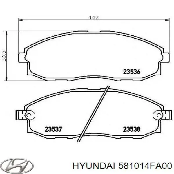 Comprar 581014FA00 Hyundai/Kia Pastillas delanteras de freno