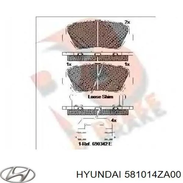 Pastillas de freno delanteras Hyundai/Kia 581014ZA00