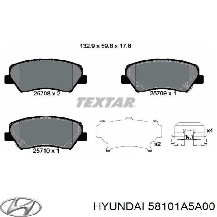 Comprar 58101A5A00 Hyundai/Kia Pastillas delanteras de freno