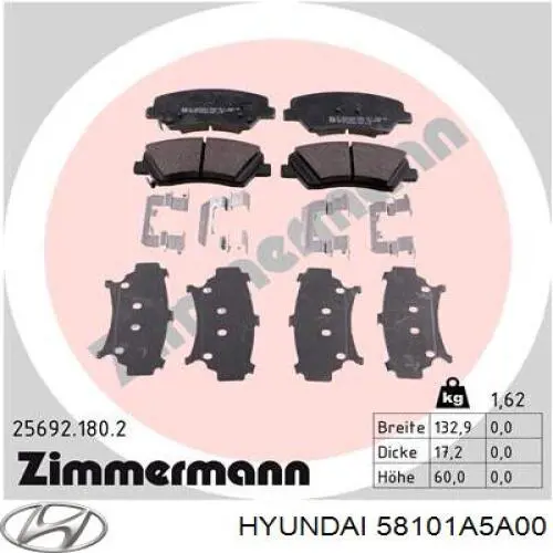 Pastillas de freno 58101A5A00 Hyundai/Kia