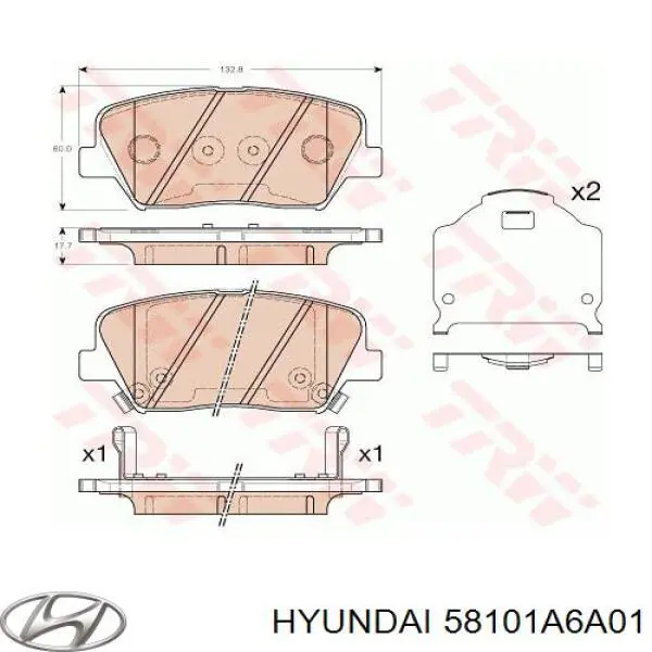 Pastillas de freno 58101A6A01 Hyundai/Kia
