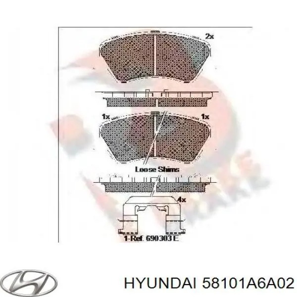 Pastillas de freno 58101A6A02 Hyundai/Kia