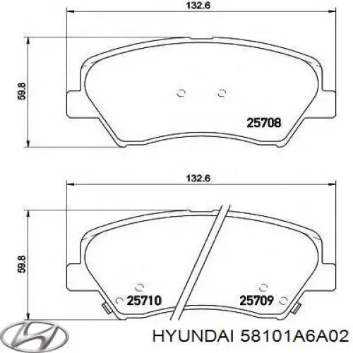 58101A6A02 Hyundai/Kia pastillas de freno delanteras