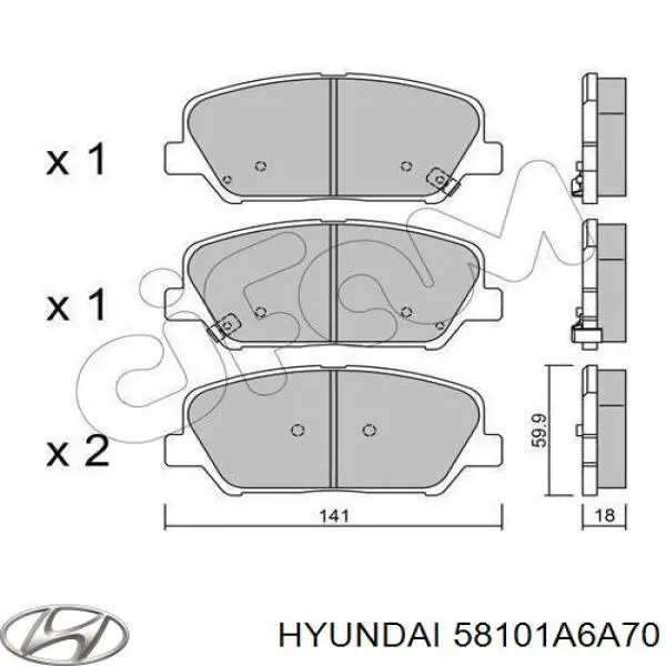 58101A6A70 Hyundai/Kia pastillas de freno delanteras