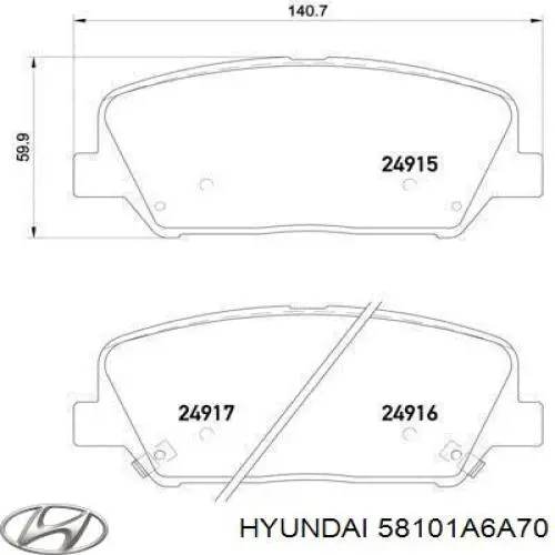 Comprar 58101A6A70 Hyundai/Kia Pastillas delanteras de freno
