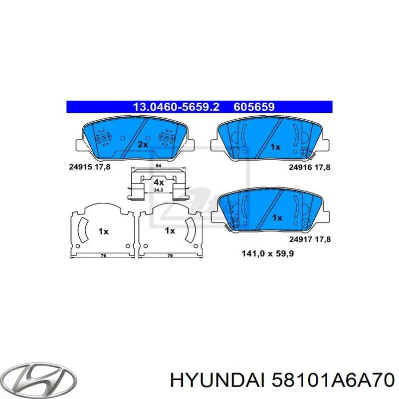 Pastillas de freno 58101A6A70 Hyundai/Kia