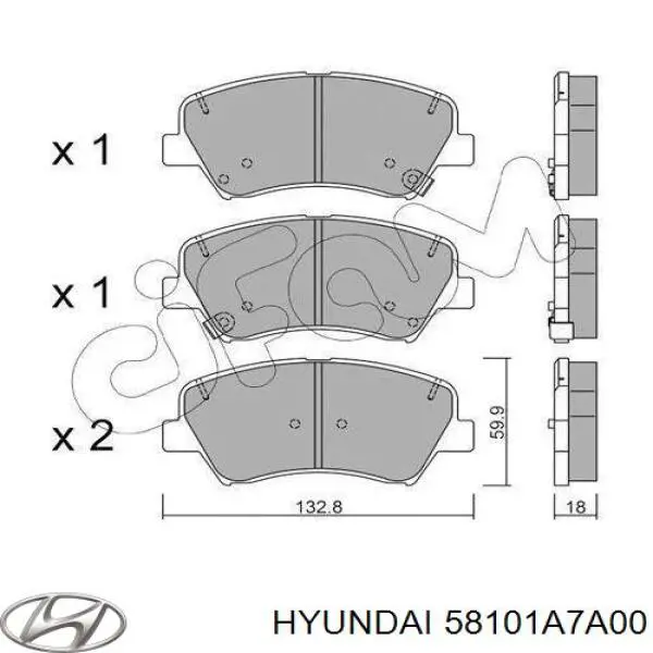 Pastillas de freno delanteras Hyundai/Kia 58101A7A00
