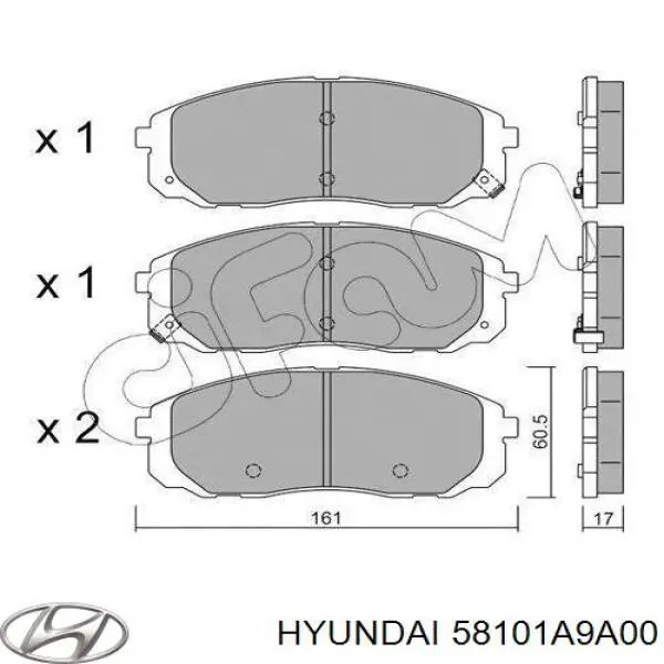 Pastillas de freno 58101A9A00 Hyundai/Kia