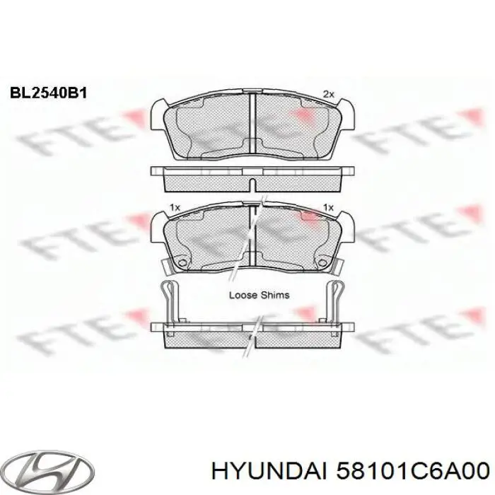 Pastillas de freno 58101C6A00 Hyundai/Kia