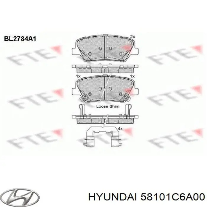 58101C6A00 Hyundai/Kia pastillas de freno delanteras