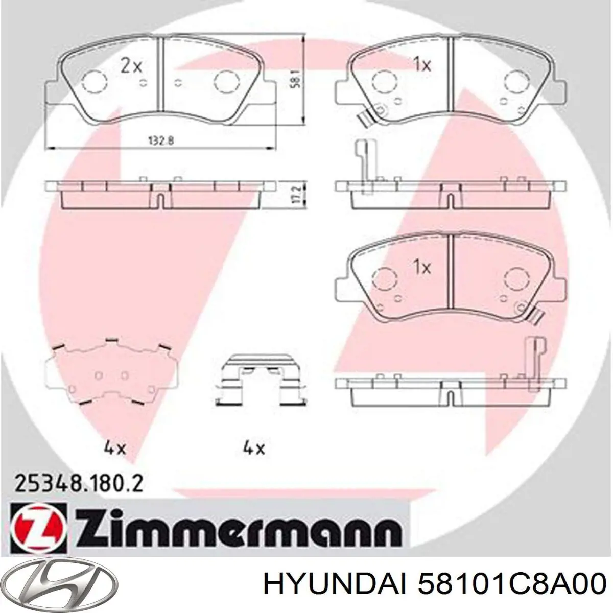 Pastillas de freno 58101C8A00 Hyundai/Kia