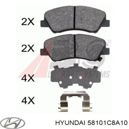 58101C8A10 Hyundai/Kia pastillas de freno delanteras