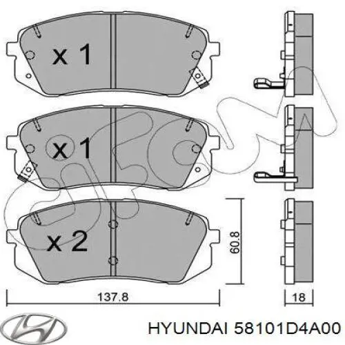 Pastillas freno delanteras Hyundai/Kia 58101D4A00 precio, desde 34,55 EUR
