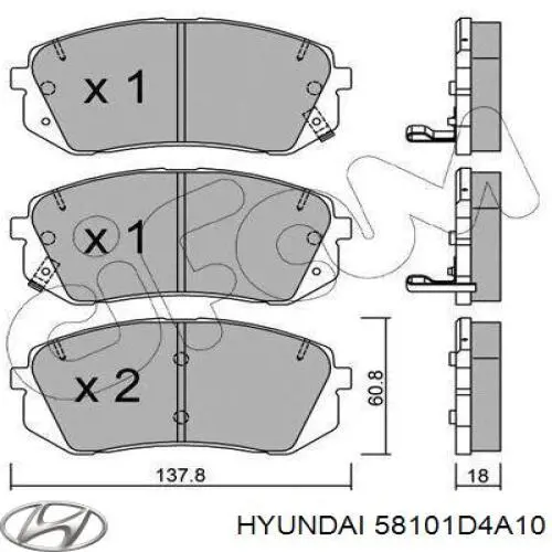 58101D4A10 Hyundai/Kia pastillas de freno delanteras