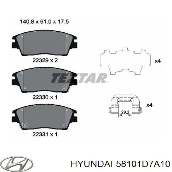 Pastillas de freno 58101D7A10 Hyundai/Kia