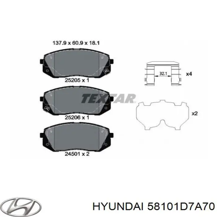 58101D7A70 Hyundai/Kia pastillas de freno delanteras