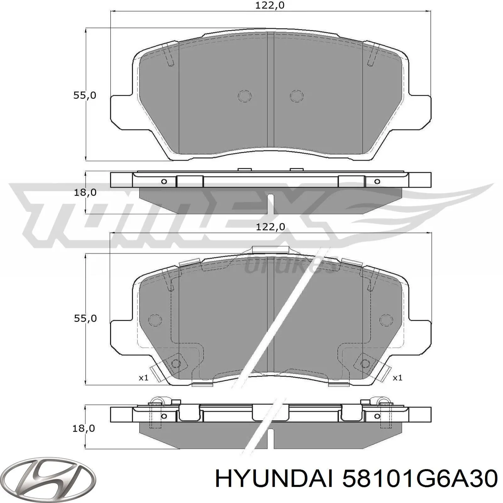 Pastillas de freno 58101G6A30 Hyundai/Kia