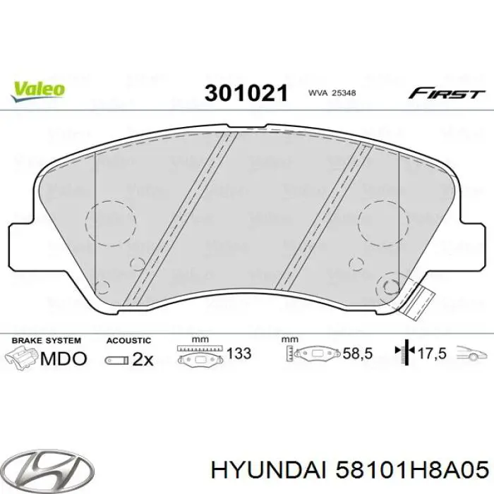 58101H8A05 Hyundai/Kia pastillas de freno delanteras