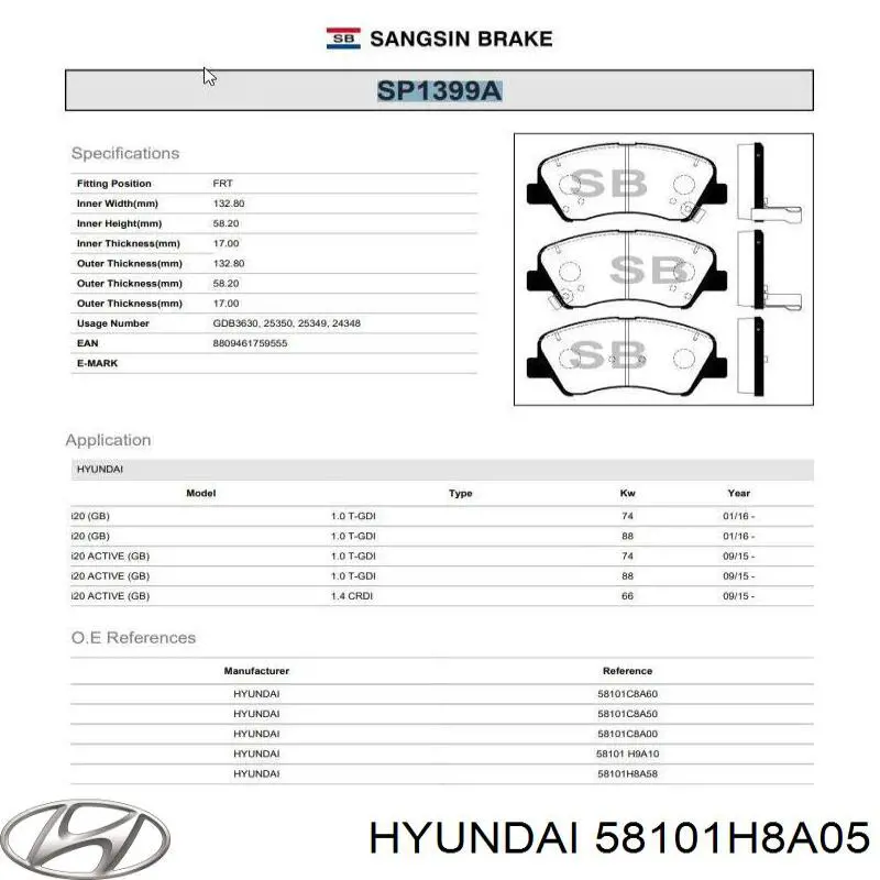 Pastillas freno delanteras Hyundai/Kia 58101H8A05 precio, desde 24,48 EUR