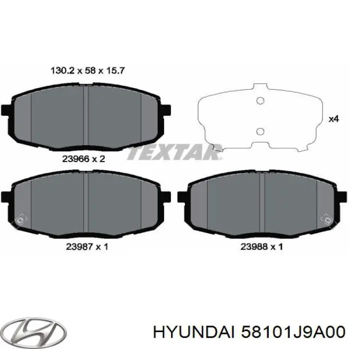 58101J9A00 Hyundai/Kia pastillas de freno delanteras
