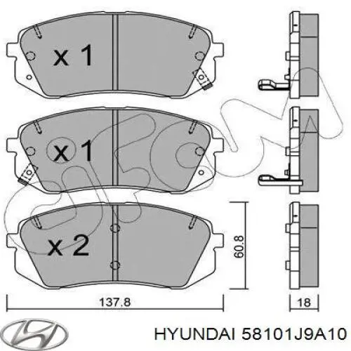 Comprar 58101J9A10 Hyundai/Kia Pastillas delanteras de freno