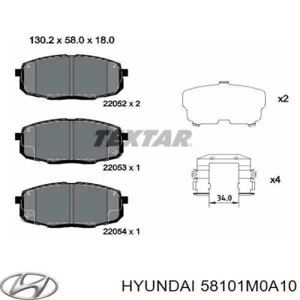 58101M0A10 Hyundai/Kia pastillas de freno delanteras
