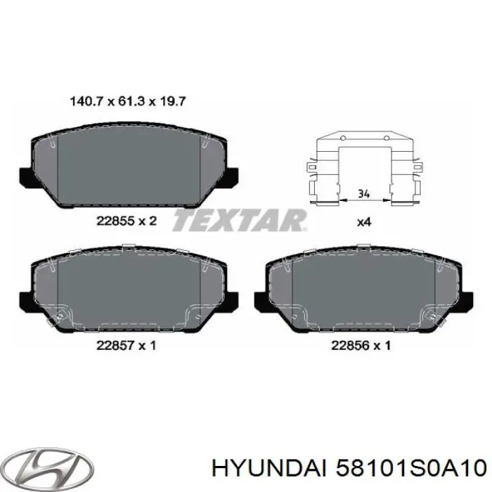 Comprar 58101S0A10 Hyundai/Kia Pastillas delanteras de freno