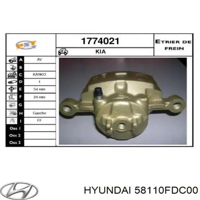 Comprar 58110FDC00 Hyundai/Kia Pinza de freno delantera izquierda