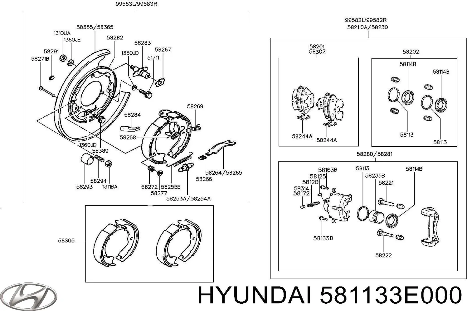 581133E000 Hyundai/Kia juego de reparación, pinza de freno delantero