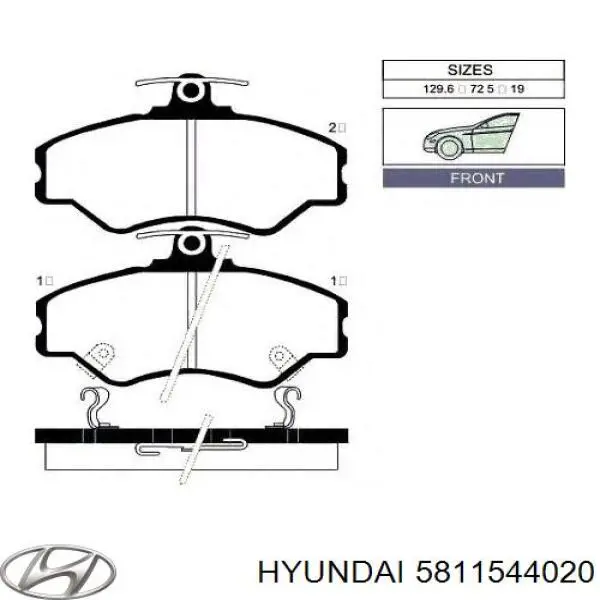 5811544020 Hyundai/Kia pastillas de freno delanteras