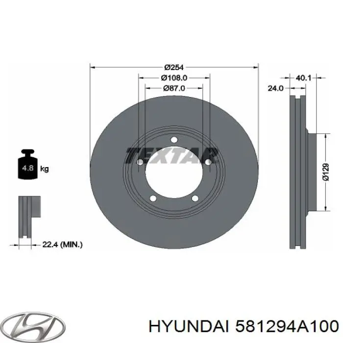 Comprar 581294A100 Hyundai/Kia Freno de disco delantero