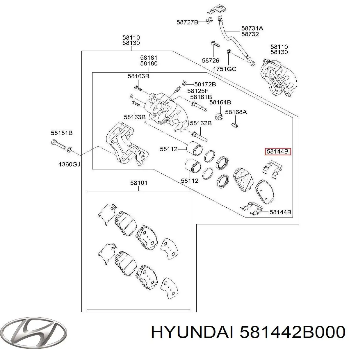 Juego de resortes de sujeción de pastillas de freno delanteras Hyundai/Kia 581442B000 precio, desde 7,32 EUR
