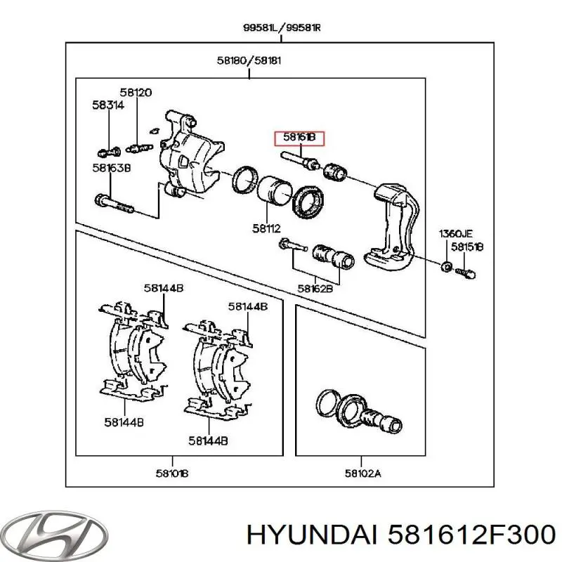 Pasador guía inferior de la pinza de freno delantera Hyundai/Kia 581612F300 precio, desde 5,81 EUR