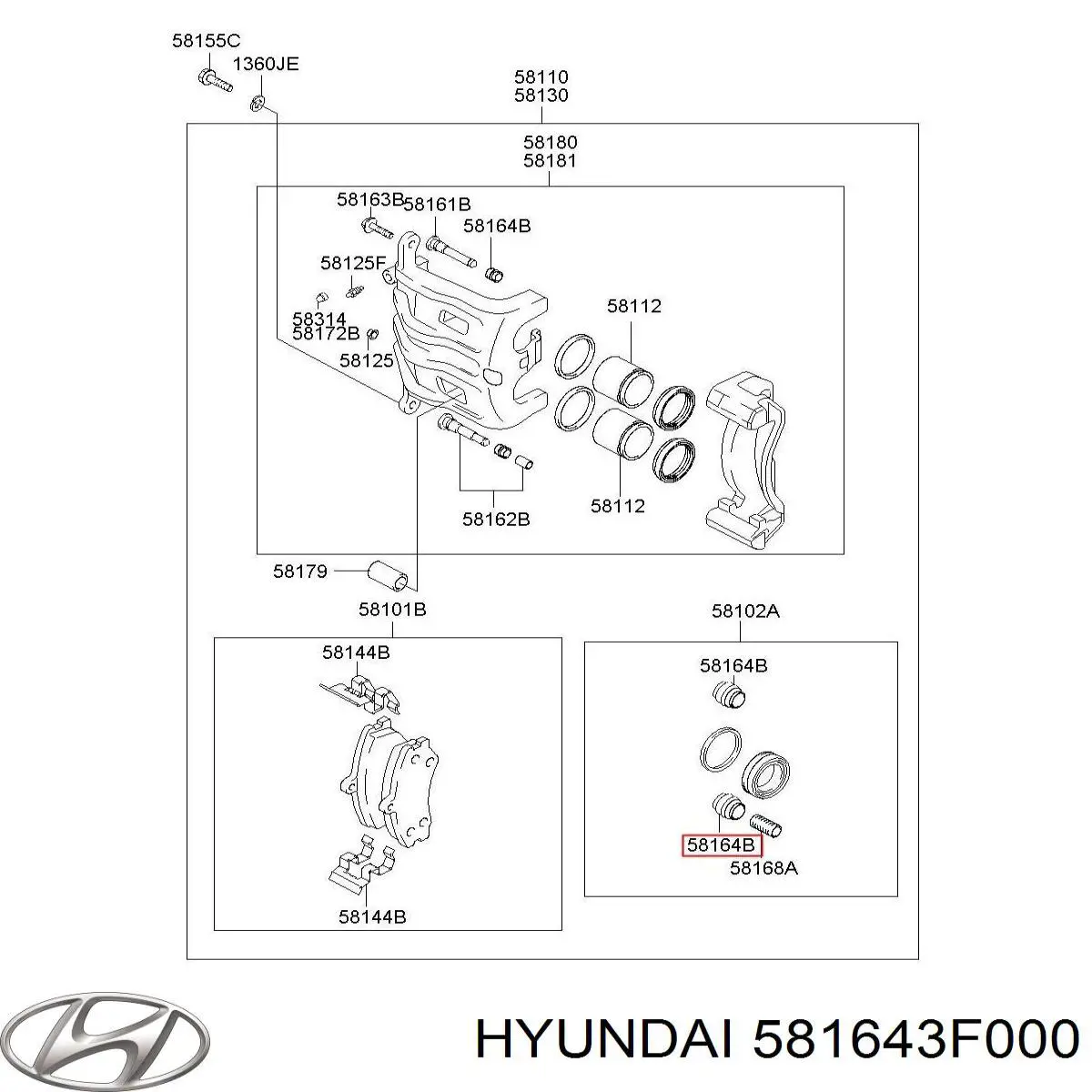 581643F000 Hyundai/Kia juego de reparación, pinza de freno delantero