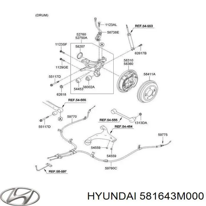 Fuelle, guía de pinza de freno trasera para Hyundai Tucson (JM)