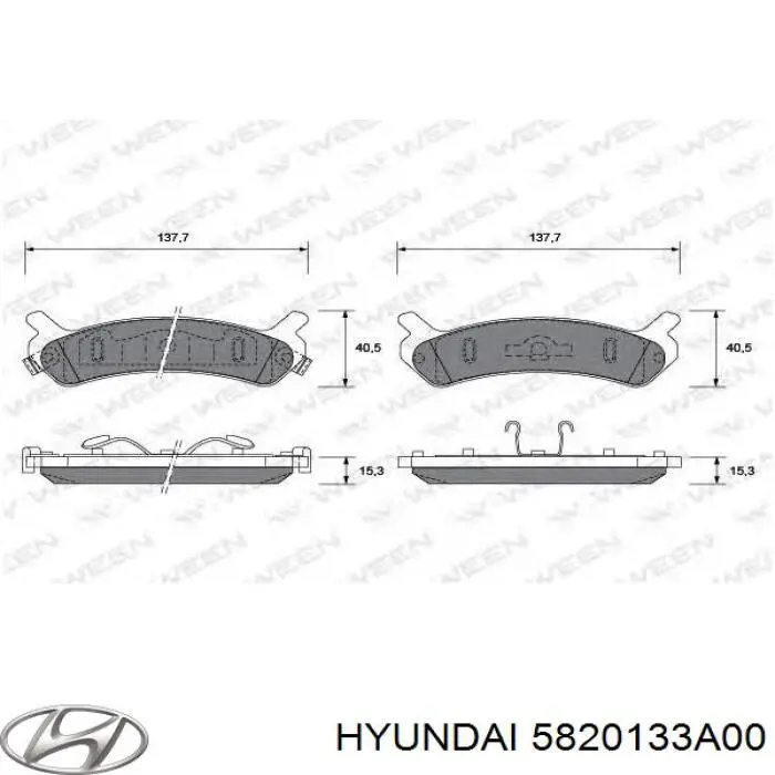 5820133A00 Hyundai/Kia pastillas de freno traseras