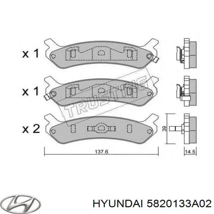 5820133A02 Hyundai/Kia pastillas de freno traseras