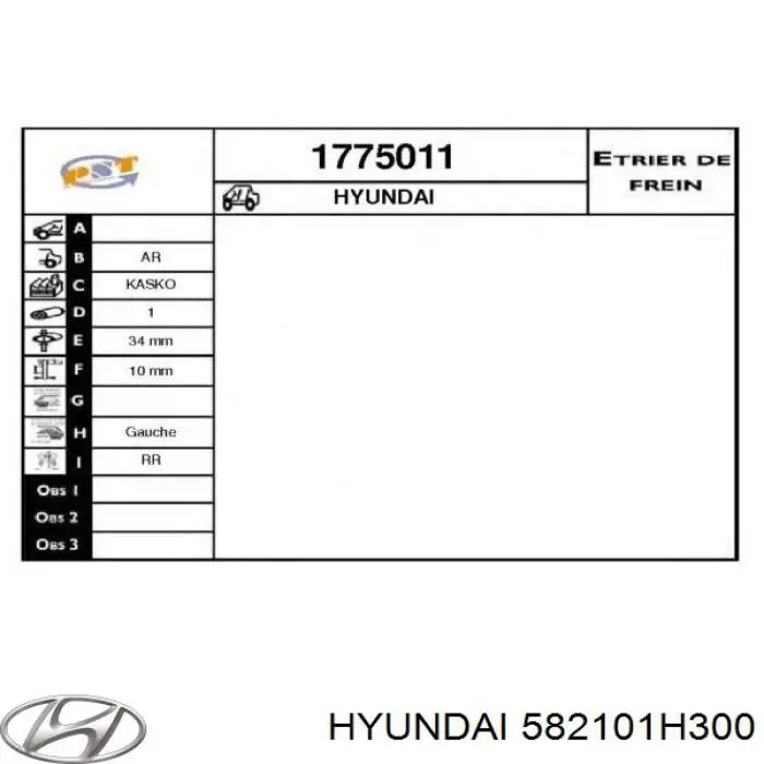Pinza de freno trasera izquierda Hyundai/Kia 582101H300 precio, desde 41,65 EUR