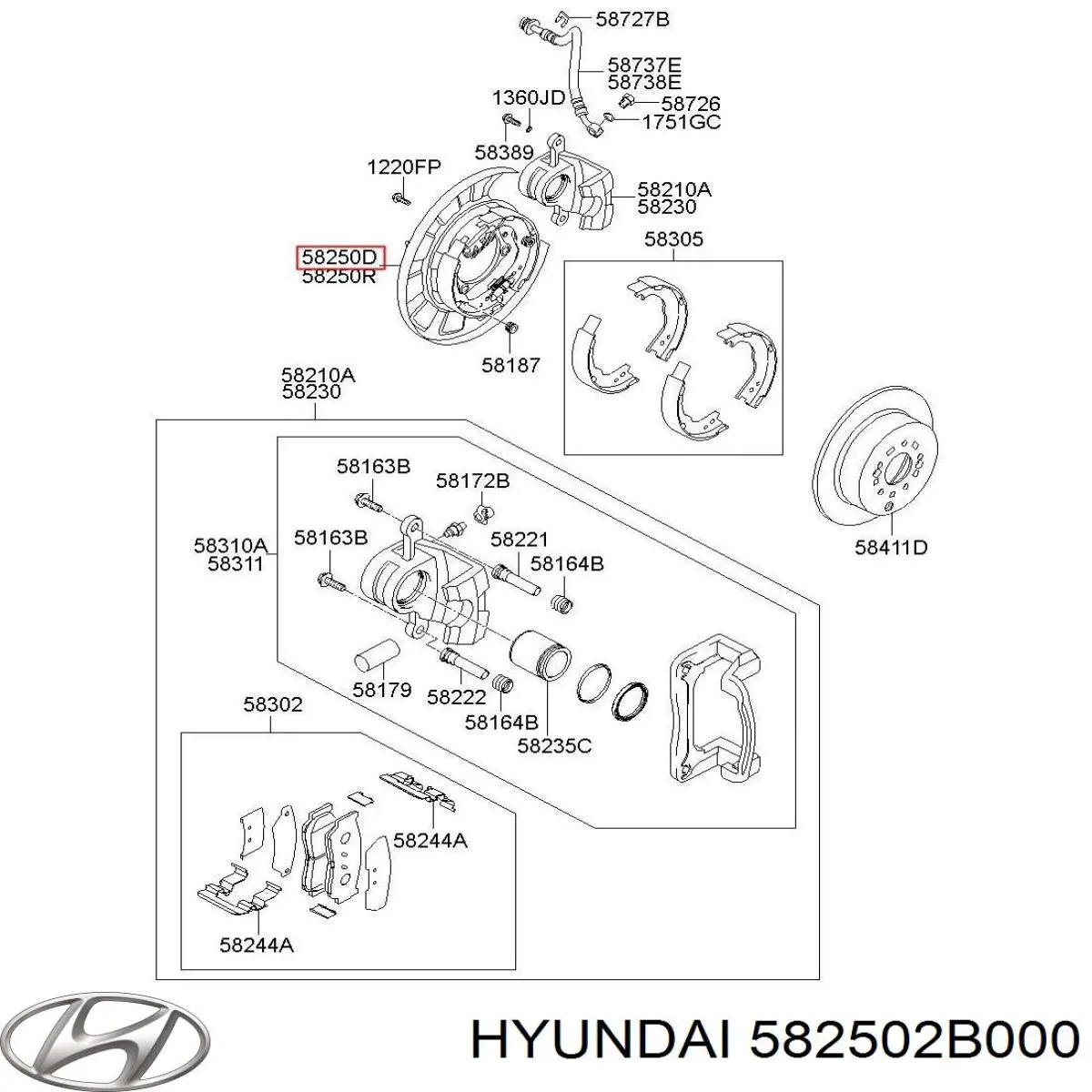 Mecanismo expansor de las zapatas del freno de estacionamiento Hyundai/Kia 582502B000 precio, desde  EUR