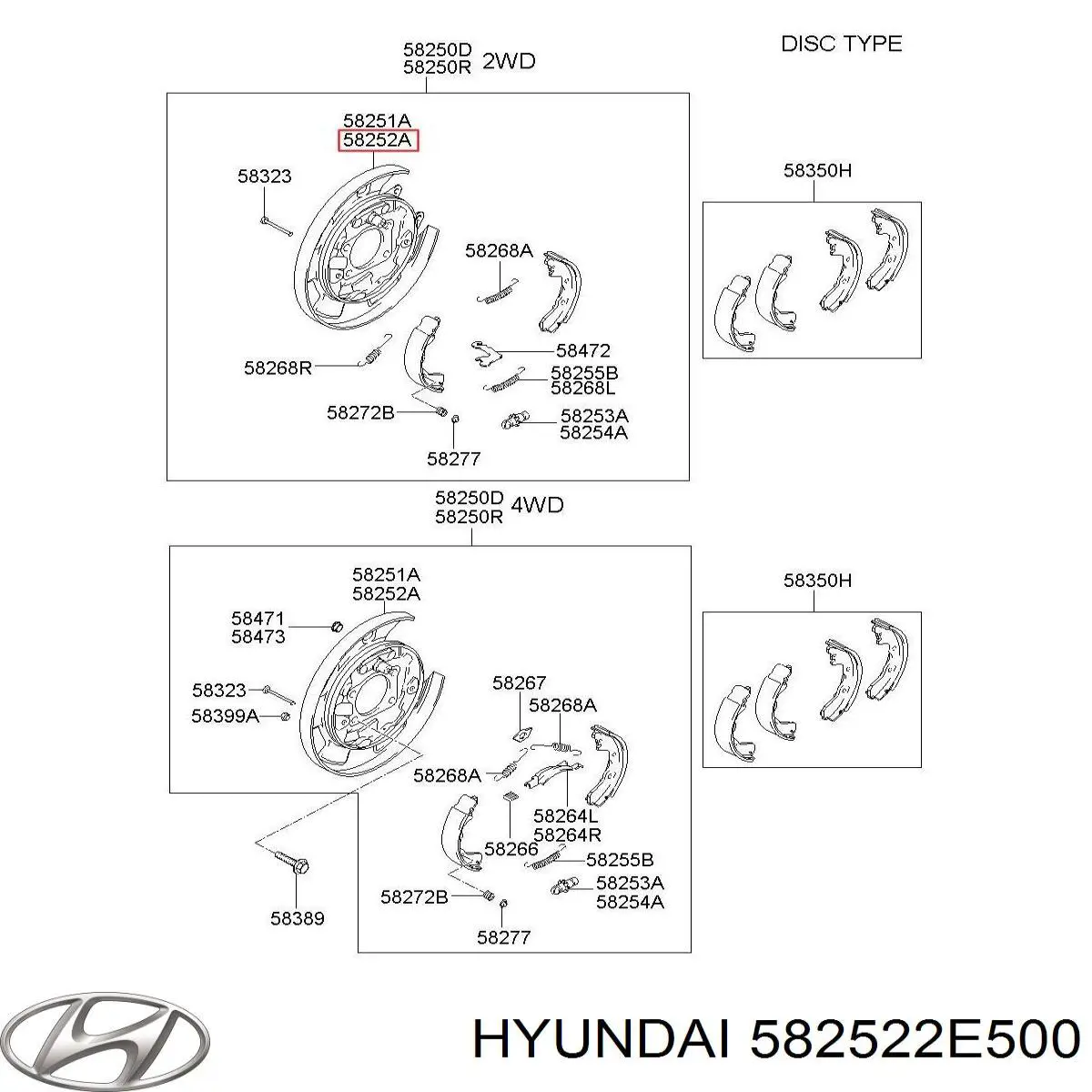 Disco de soporte del tambor de freno trasero derecho Hyundai/Kia 582522E500 precio, desde 81,27 EUR