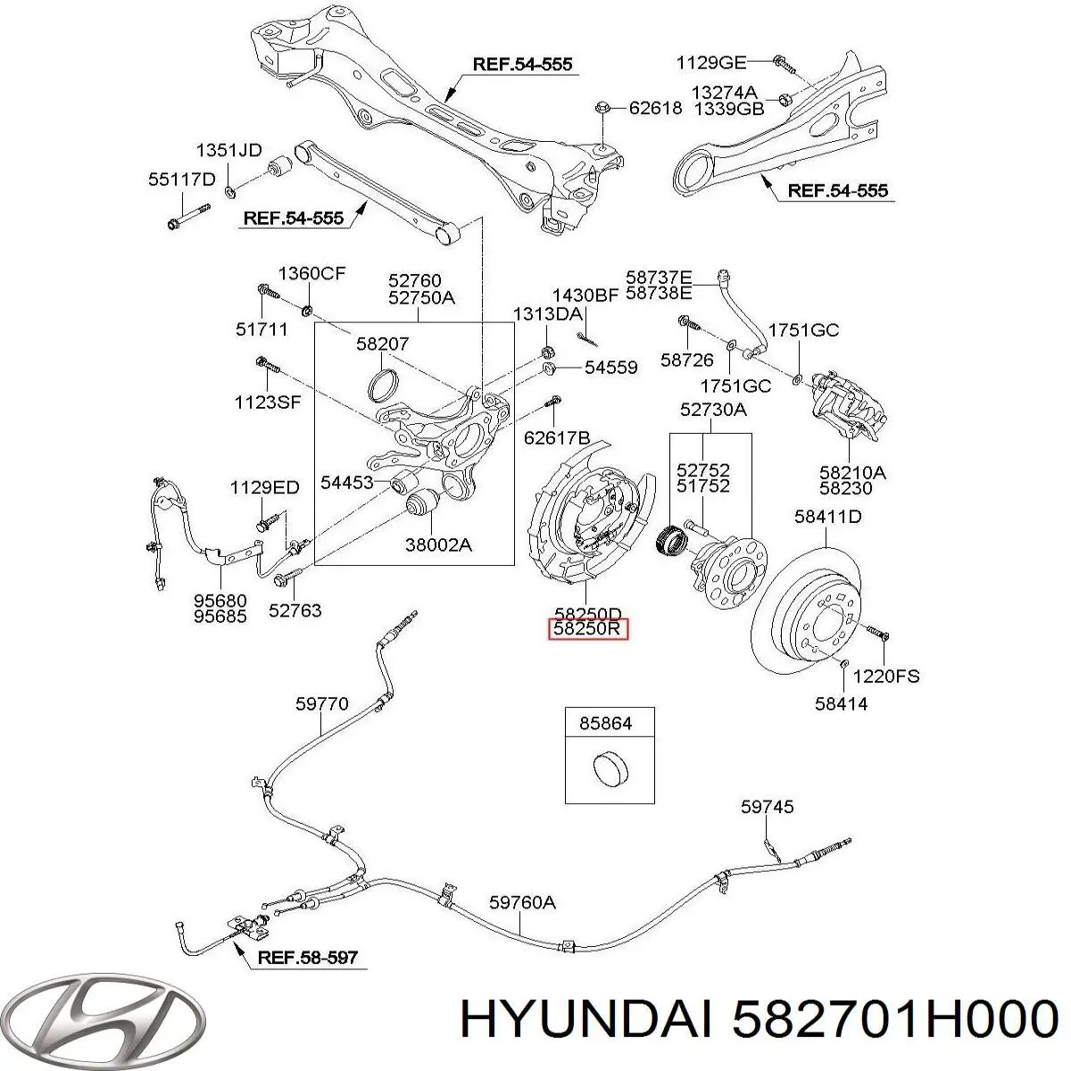 Comprar 582701H000 Hyundai/Kia Protector de disco de freno trasero derecho