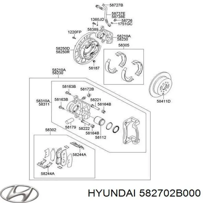 582702B000 Hyundai/Kia pastillas de freno de estacionamiento