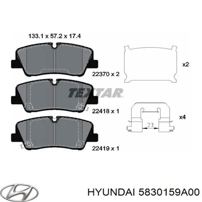 5830159A00 Hyundai/Kia Pastillas freno traseras