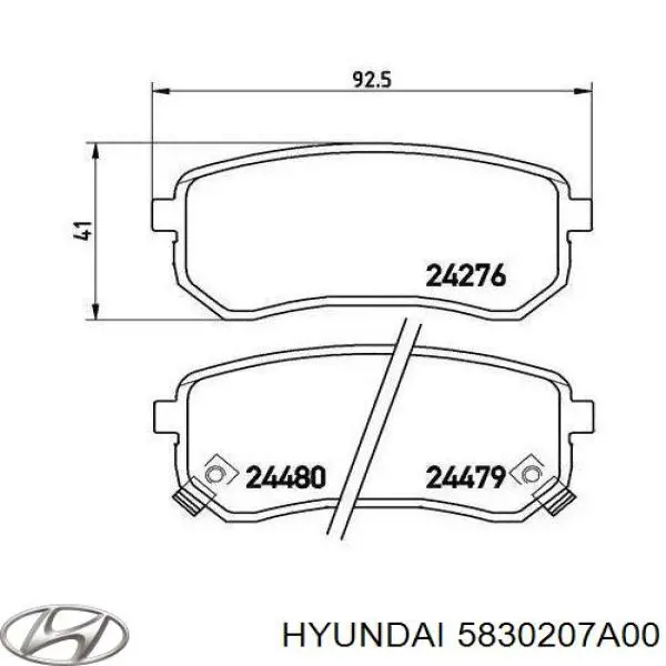 Pastillas de freno traseras 5830207A00 Hyundai/Kia