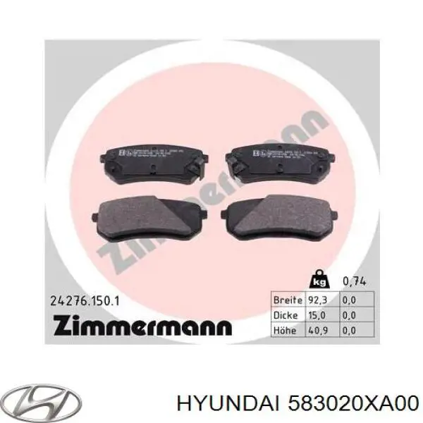 Pastillas de freno traseras 583020XA00 Hyundai/Kia