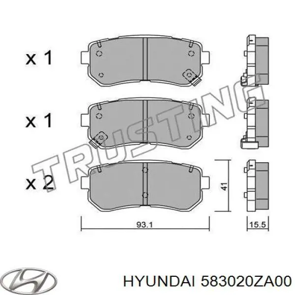 583020ZA00 Hyundai/Kia pastillas de freno traseras