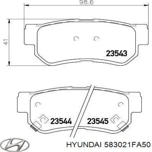 583021FA50 Hyundai/Kia pastillas de freno traseras