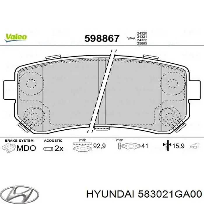 Pastillas traseras de freno Hyundai/Kia 583021GA00 precio, desde 20,49 EUR