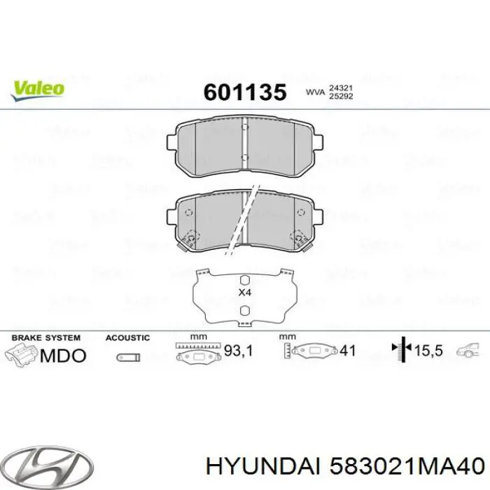 Pastillas traseras de freno Hyundai/Kia 583021MA40 precio, desde 20,49 EUR
