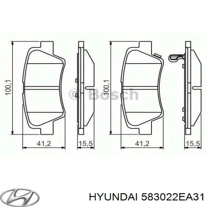 583022EA31 Hyundai/Kia pastillas de freno traseras